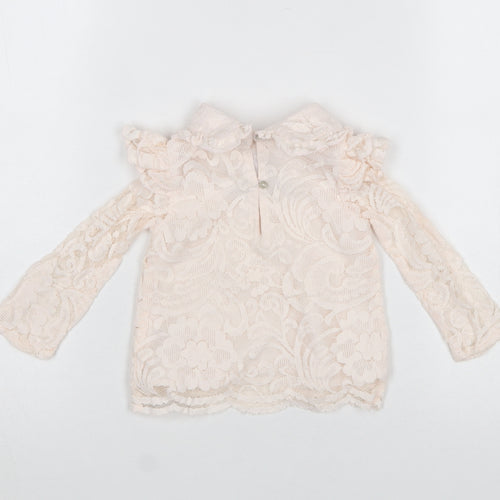 River Island Girls Ivory Lace Long Sleeve Blouse 6-9 Months Formal Party Top