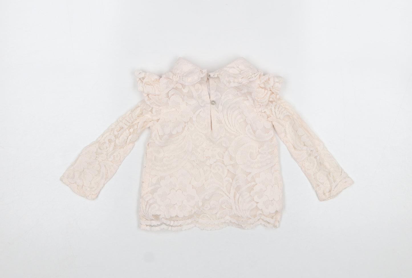 River Island Girls Ivory Lace Long Sleeve Blouse 6-9 Months Formal Party Top
