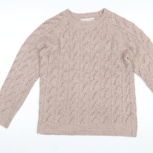 Rowen Avenue Women Beige Knit Crew Neck Jumper Size M