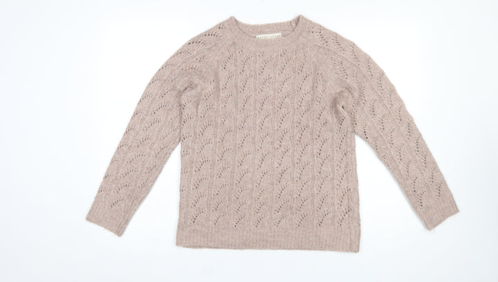 Rowen Avenue Women Beige Knit Crew Neck Jumper Size M