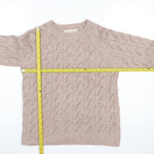 Rowen Avenue Women Beige Knit Crew Neck Jumper Size M