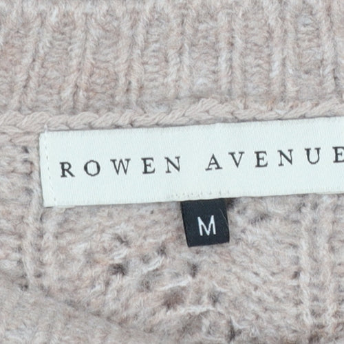 Rowen Avenue Women Beige Knit Crew Neck Jumper Size M