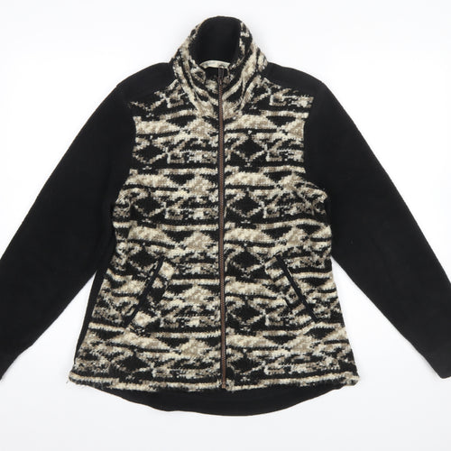 Woolrich Womens Black Geometric Fleece Jacket Size S