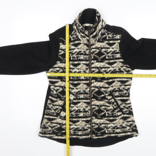 Woolrich Womens Black Geometric Fleece Jacket Size S