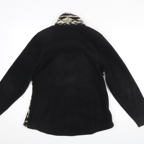 Woolrich Womens Black Geometric Fleece Jacket Size S