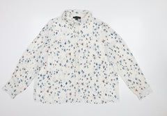 Atmosphere Women’s White Bird Print Long Sleeve Collared Blouse Size 20