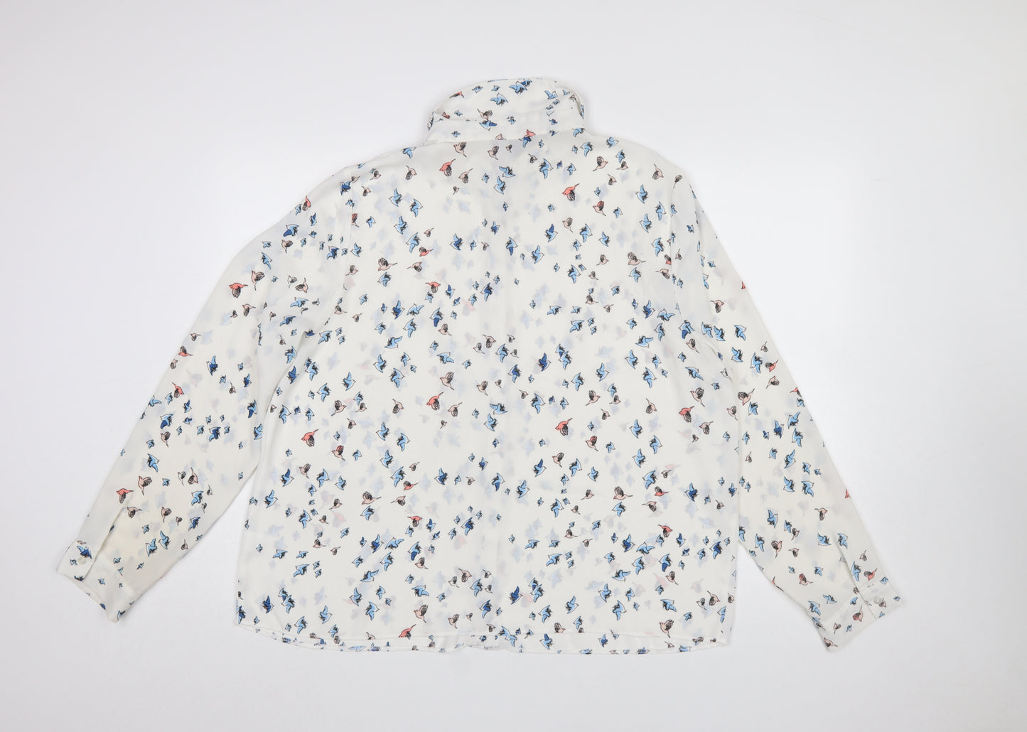 Atmosphere Women’s White Bird Print Long Sleeve Collared Blouse Size 20