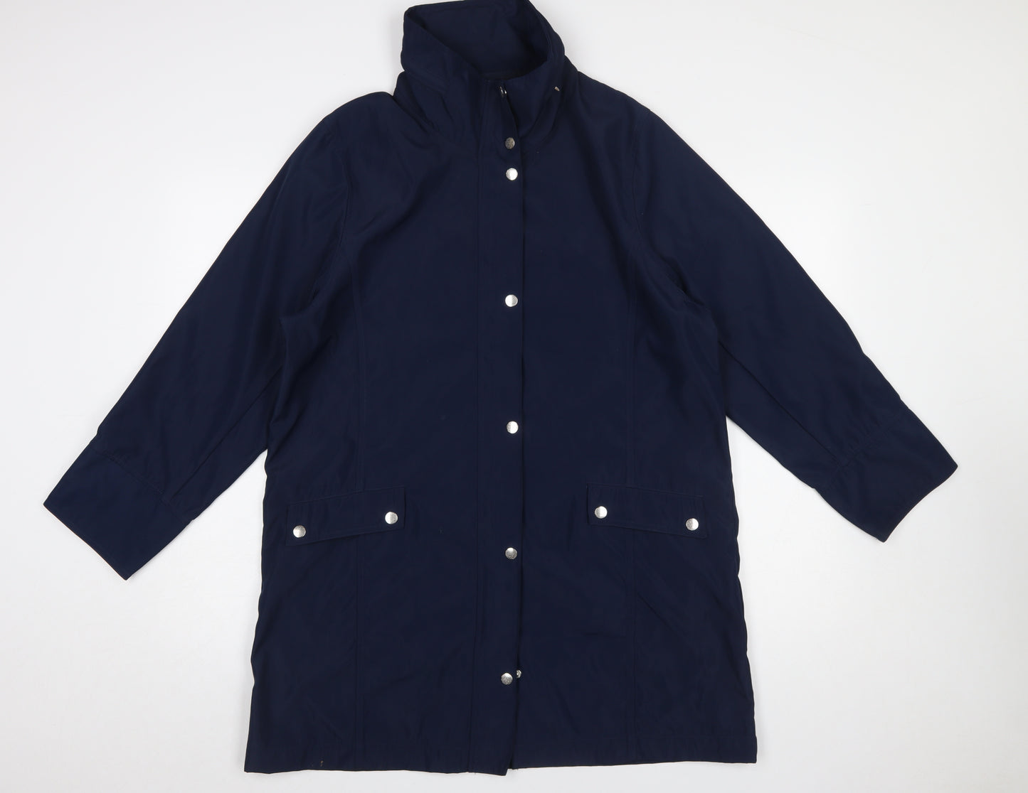 TIGI Women's Blue Waterproof Long Rain Coat Size 14