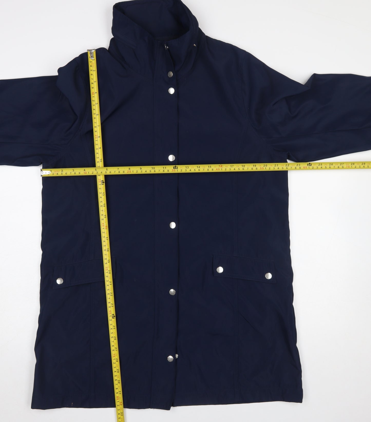 TIGI Women's Blue Waterproof Long Rain Coat Size 14