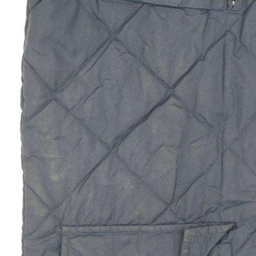 Brave Soul Men's Blue Quilted Hooded Parka Coat Size M