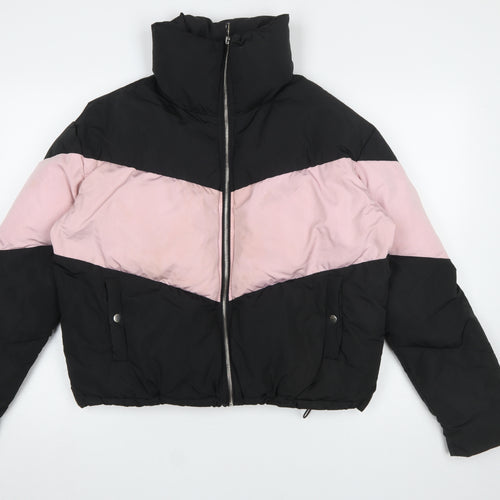 Nobody's Child Women's Black Pink Puffer Jacket Size 14 Winter Coat