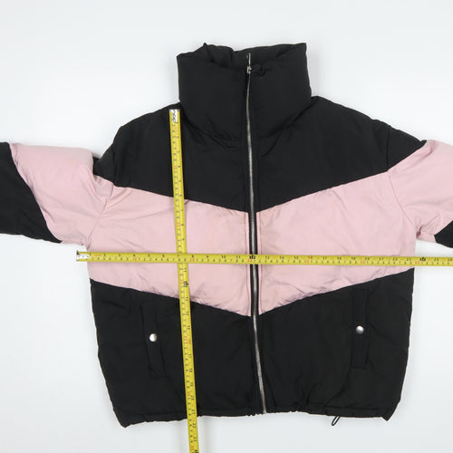 Nobody's Child Women's Black Pink Puffer Jacket Size 14 Winter Coat