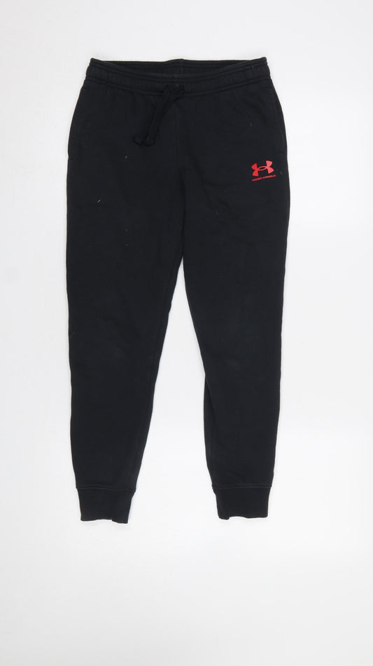Under Armour Boys Black Jogger Trousers Size 10-11 Years Elastic Waist