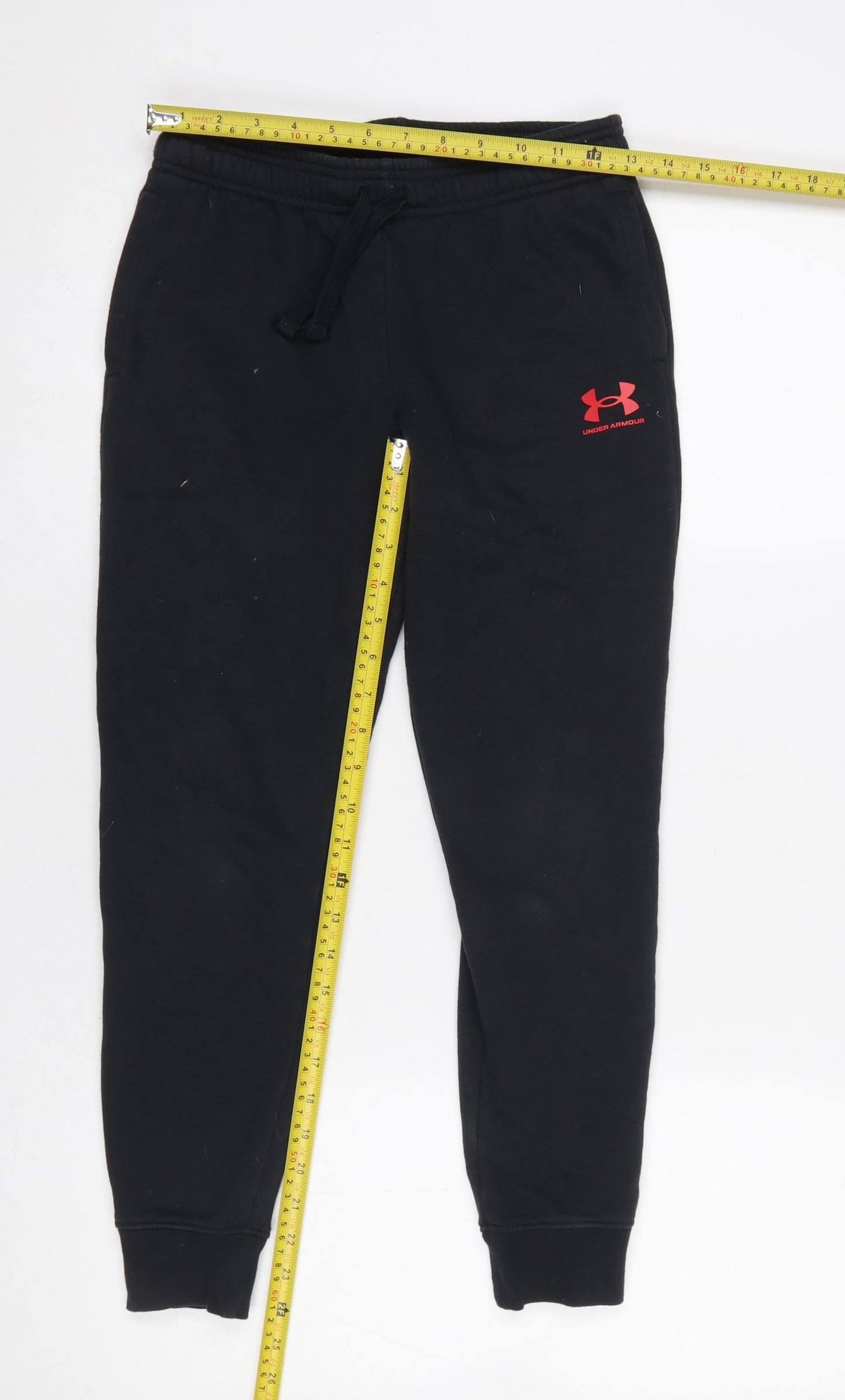 Under Armour Boys Black Jogger Trousers Size 10-11 Years Elastic Waist