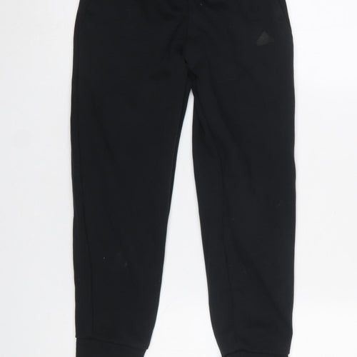 adidas Boys Black 9-10 Years Jogger Trousers Cotton Blend Fleece