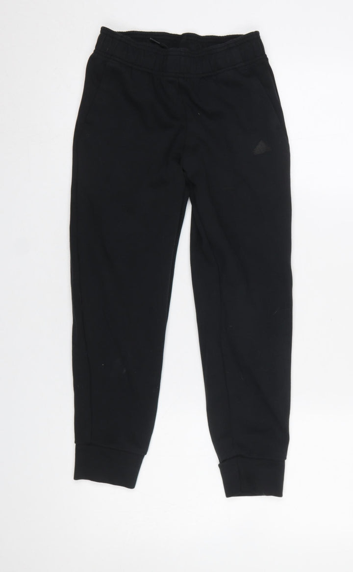 adidas Boys Black 9-10 Years Jogger Trousers Cotton Blend Fleece