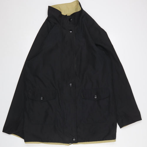 BHS Women’s Black Mid-Length Rain Coat Jacket Size 16 Waterproof Twill
