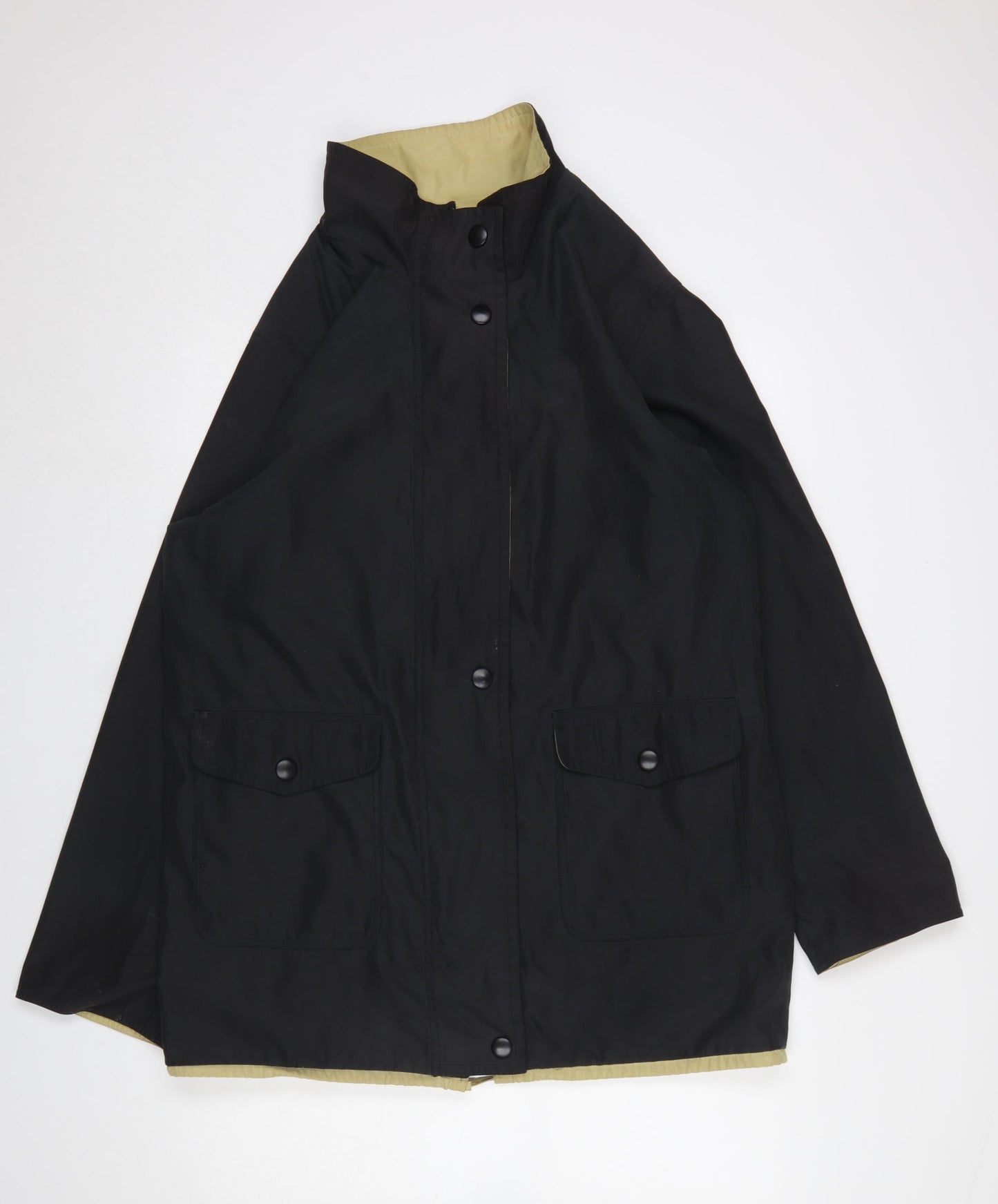 BHS Women’s Black Mid-Length Rain Coat Jacket Size 16 Waterproof Twill