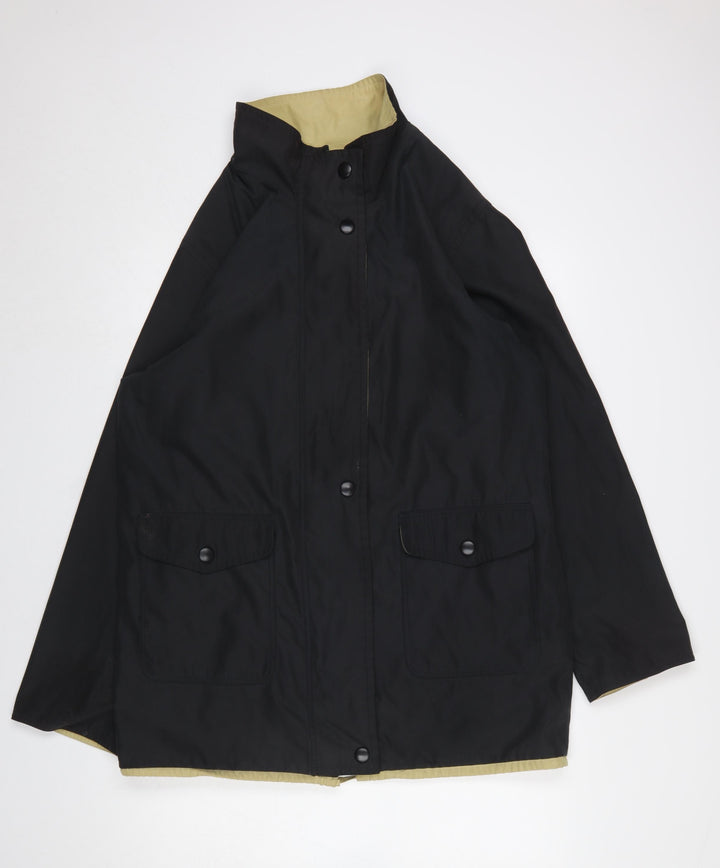 BHS Women’s Black Mid-Length Rain Coat Jacket Size 16 Waterproof Twill