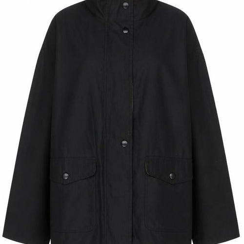 BHS Women’s Black Mid-Length Rain Coat Jacket Size 16 Waterproof Twill