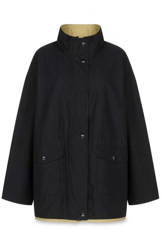 BHS Women’s Black Mid-Length Rain Coat Jacket Size 16 Waterproof Twill