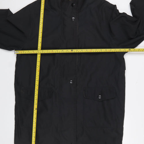 BHS Women’s Black Mid-Length Rain Coat Jacket Size 16 Waterproof Twill