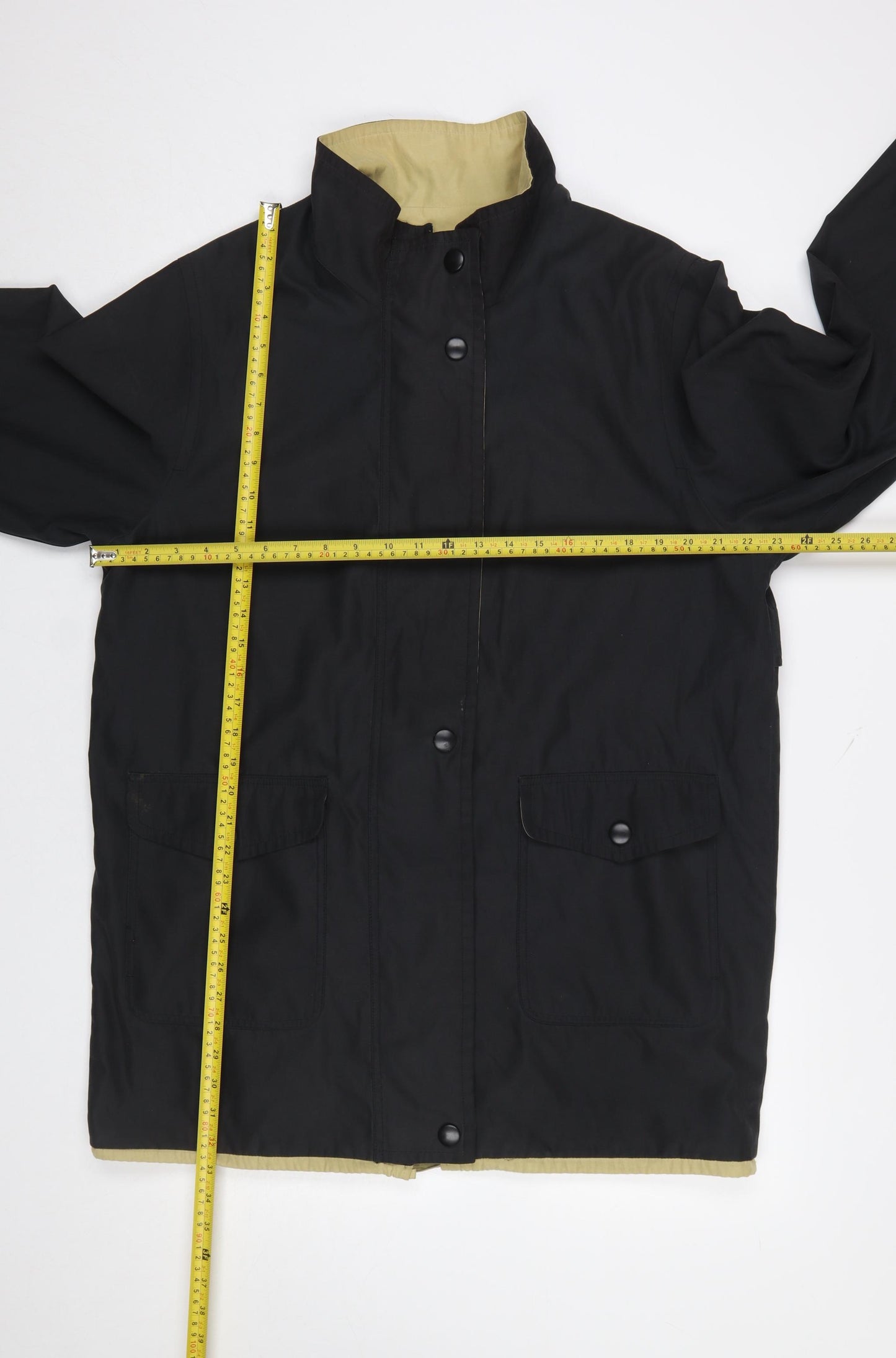 BHS Women’s Black Mid-Length Rain Coat Jacket Size 16 Waterproof Twill