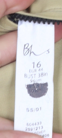 BHS Women’s Black Mid-Length Rain Coat Jacket Size 16 Waterproof Twill