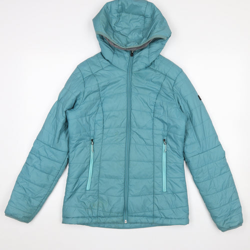 Decathlon Women's Blue Hooded Lightweight Puffer Jacket Size S