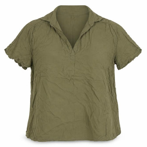 United Colors of Benetton Women Green Collared Short Sleeve Blouse Size 12