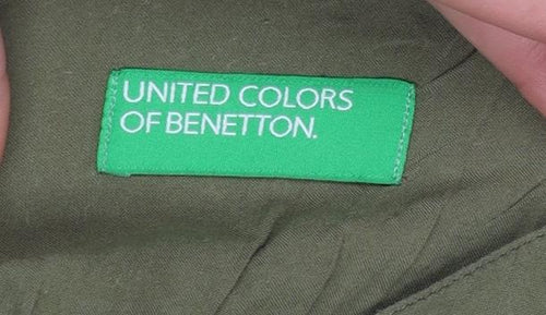 United Colors of Benetton Women Green Collared Short Sleeve Blouse Size 12