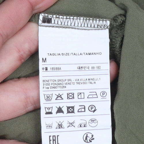 United Colors of Benetton Women Green Collared Short Sleeve Blouse Size 12