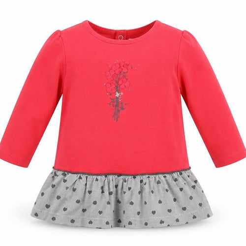 Babybol Girls Red & Grey Heart Tutu Dress 12 Months Long Sleeve Casual
