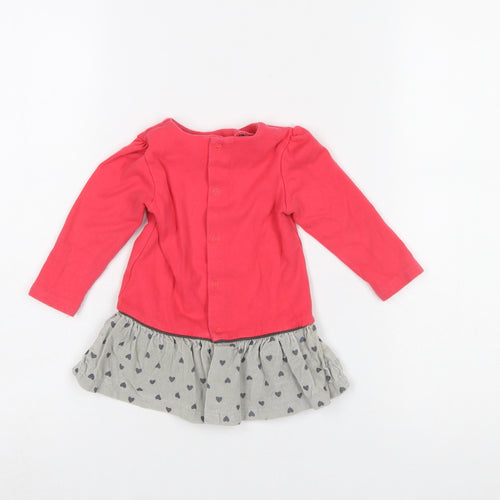 Babybol Girls Red & Grey Heart Tutu Dress 12 Months Long Sleeve Casual