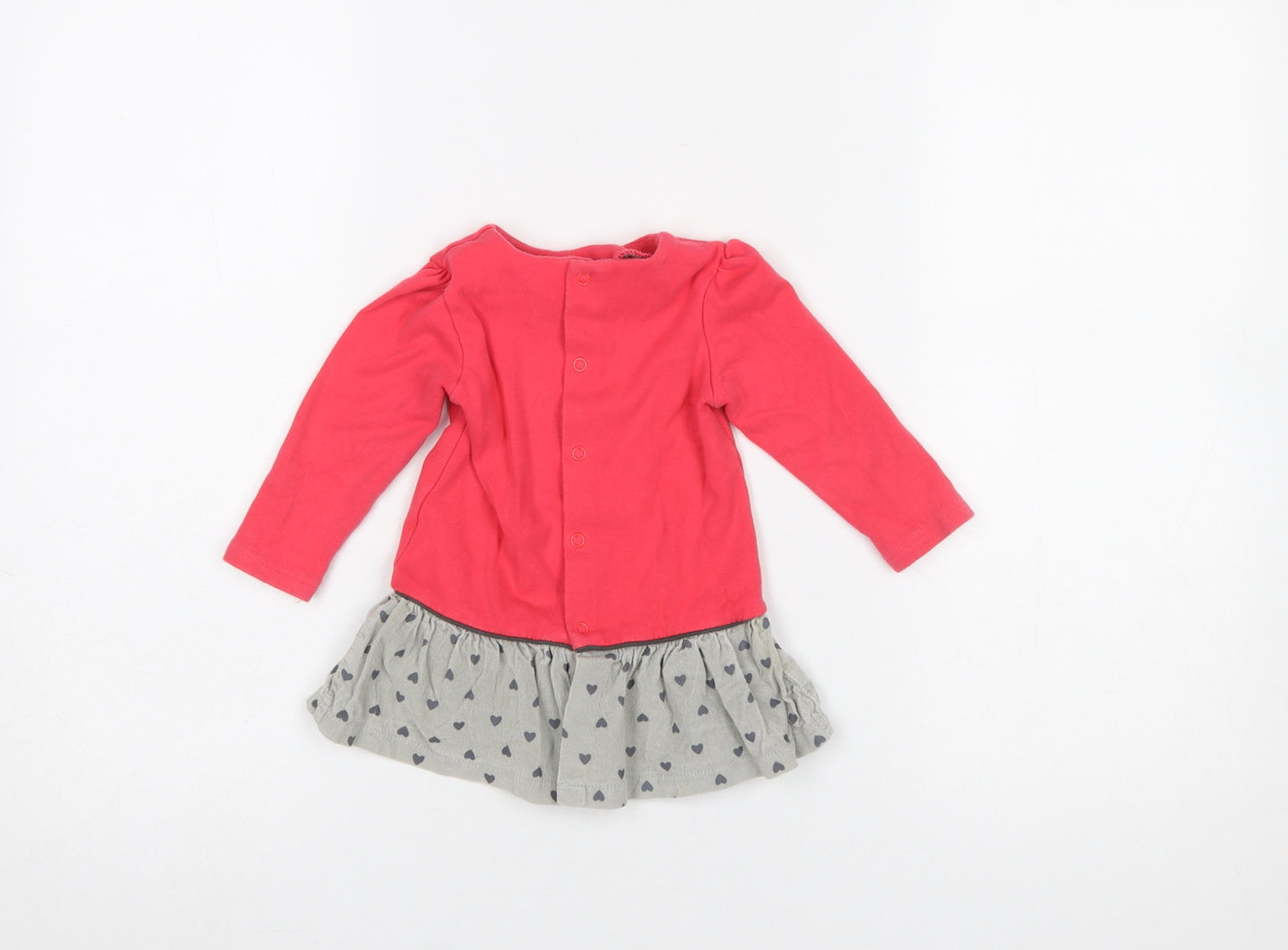 Babybol Girls Red & Grey Heart Tutu Dress 12 Months Long Sleeve Casual