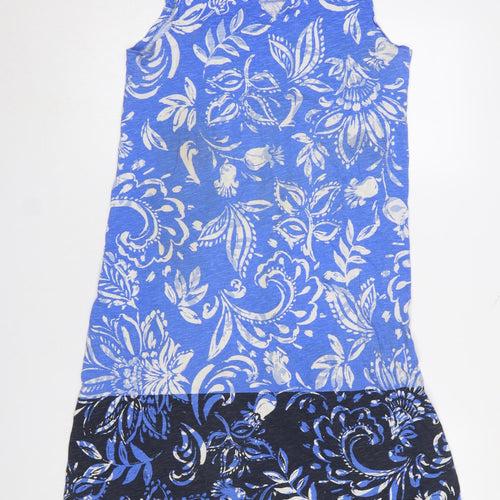 Julipa Women’s Blue Floral Sleeveless Knee Length Shift Dress Size 12