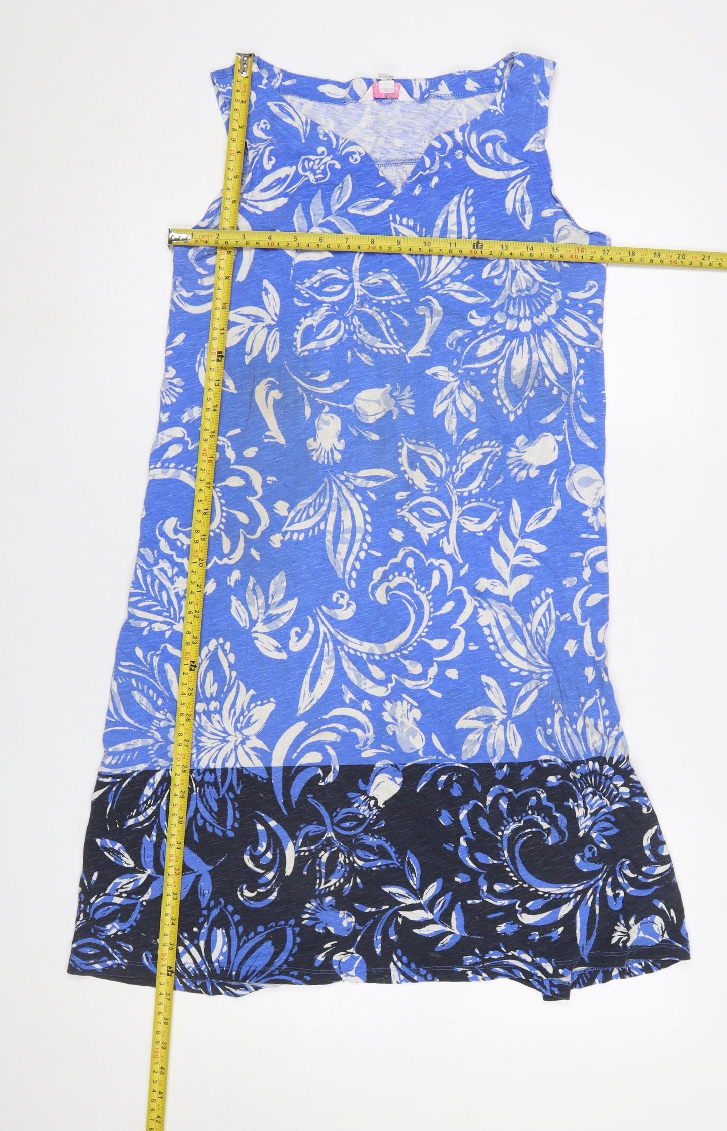 Julipa Women’s Blue Floral Sleeveless Knee Length Shift Dress Size 12