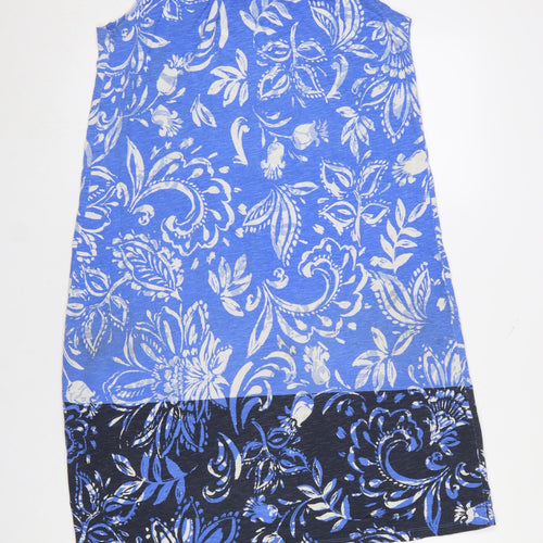 Julipa Women’s Blue Floral Sleeveless Knee Length Shift Dress Size 12