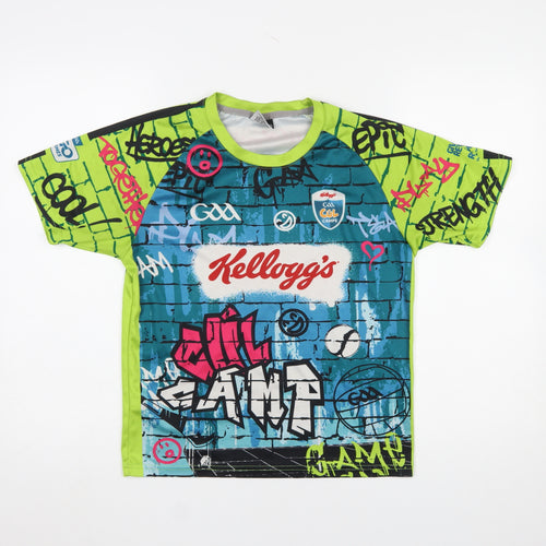 Azzurri Boys Green Multicoloured Short Sleeve Crew Neck Graphic T-Shirt 4 Years