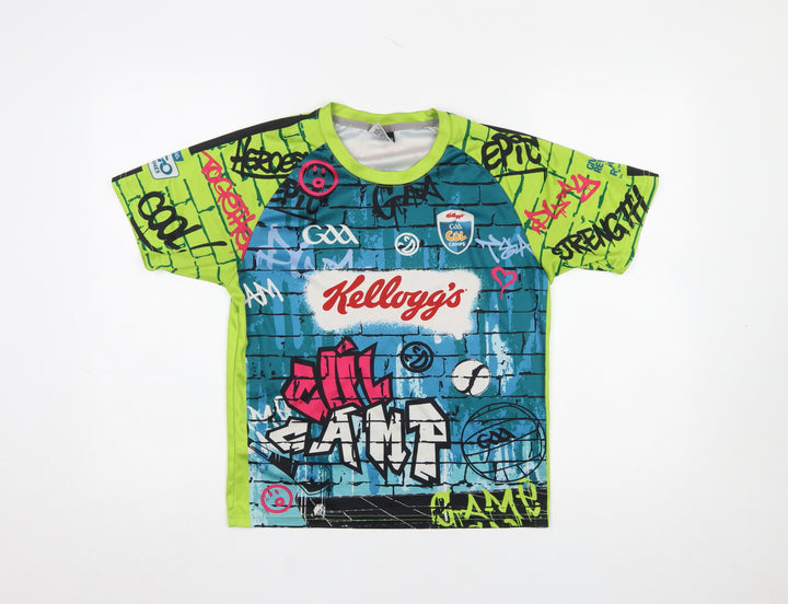 Azzurri Boys Green Multicoloured Short Sleeve Crew Neck Graphic T-Shirt 4 Years