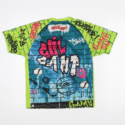 Azzurri Boys Green Multicoloured Short Sleeve Crew Neck Graphic T-Shirt 4 Years