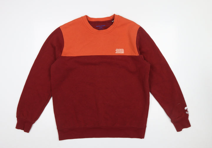Jack & Jones Men’s Red XL Crew Neck Graphic Sweatshirt