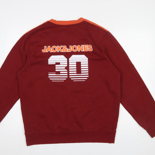 Jack & Jones Men’s Red XL Crew Neck Graphic Sweatshirt