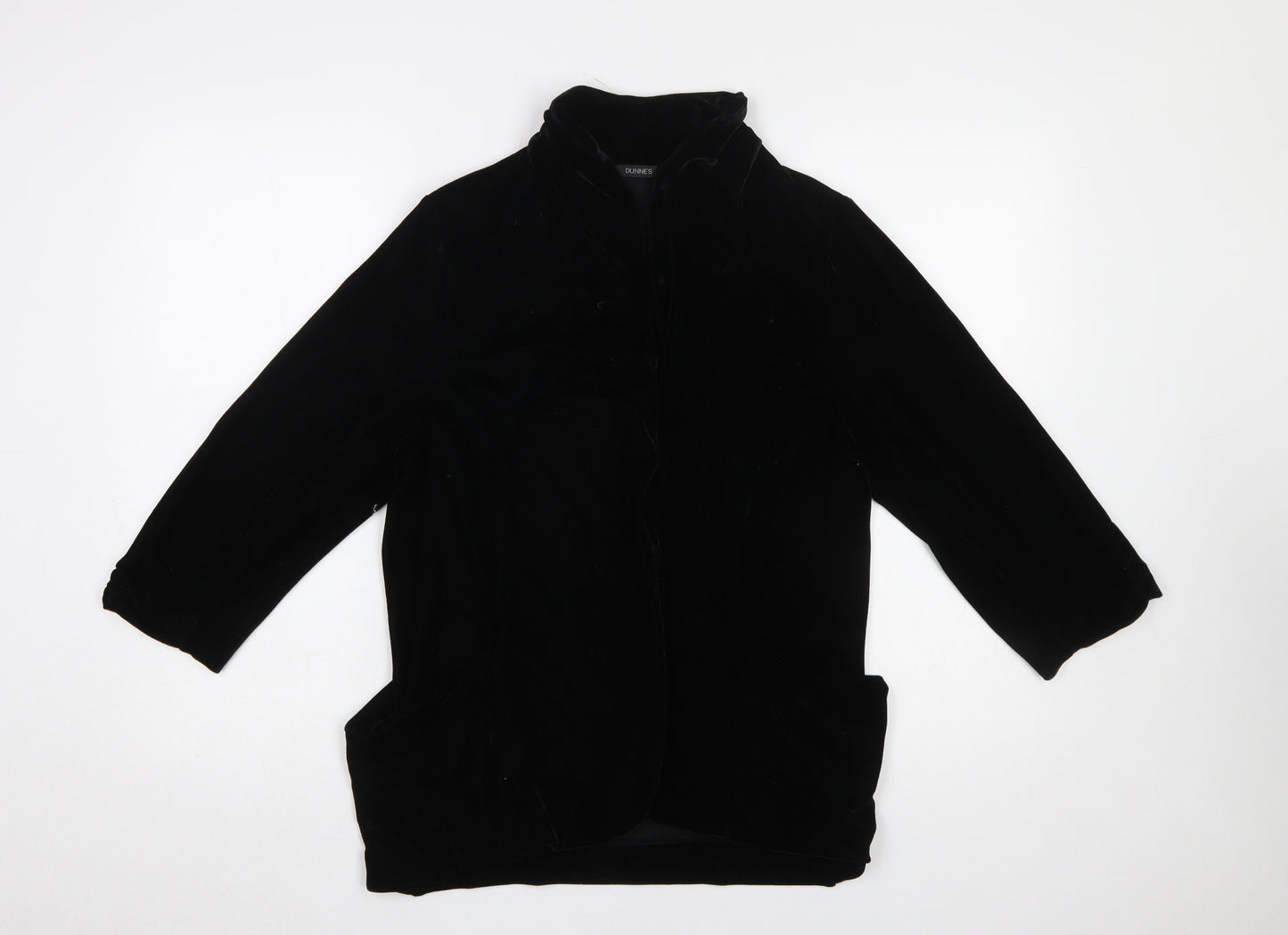 Dunnes Womens Black Velvet Mid-Length Jacket Size 12