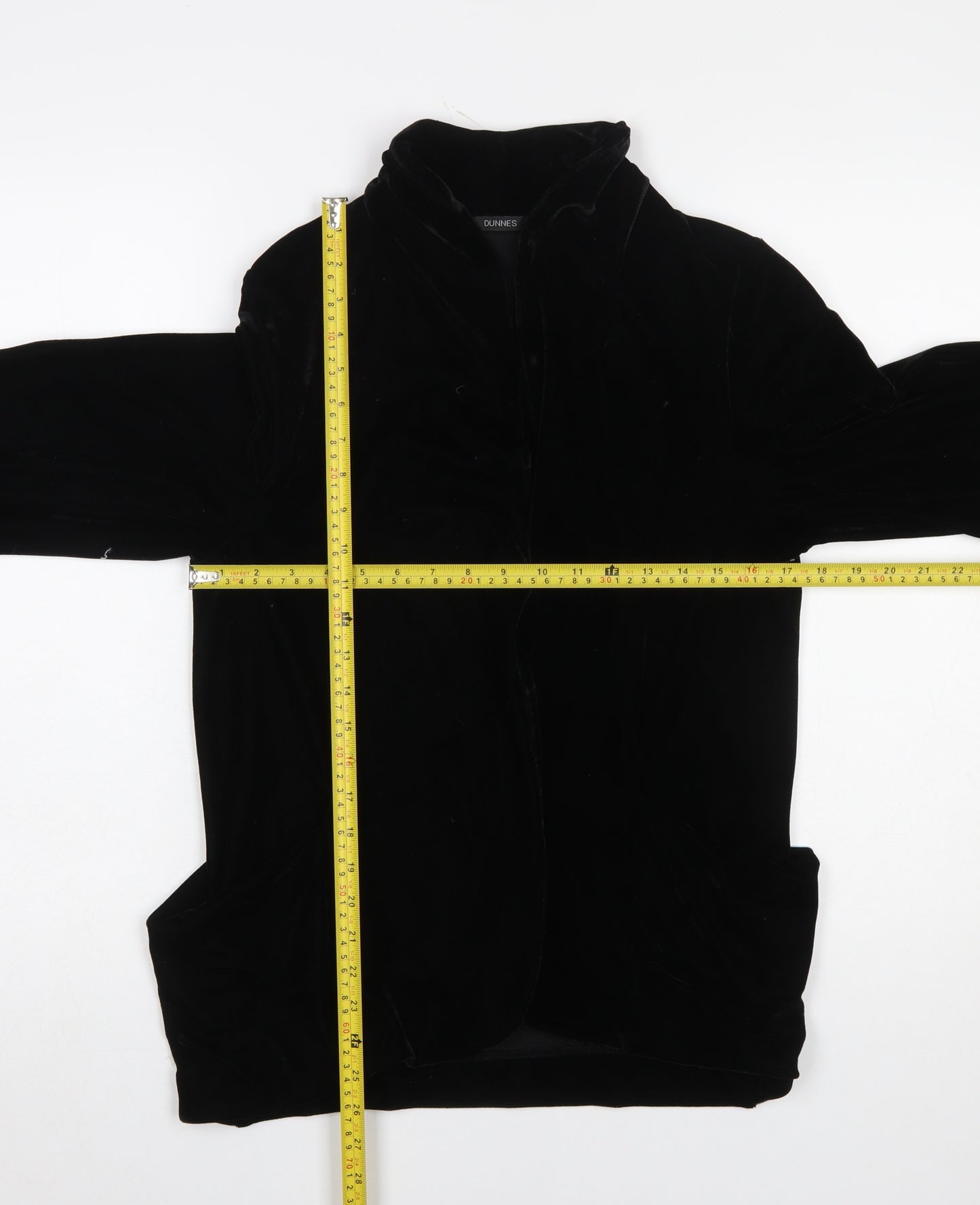 Dunnes Womens Black Velvet Mid-Length Jacket Size 12