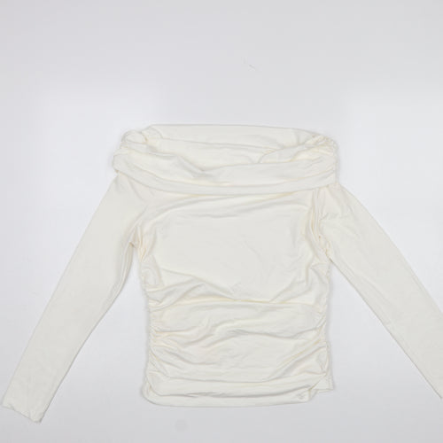 Savida Womens Ivory Off Shoulder Long Sleeve Tunic Top Size 12