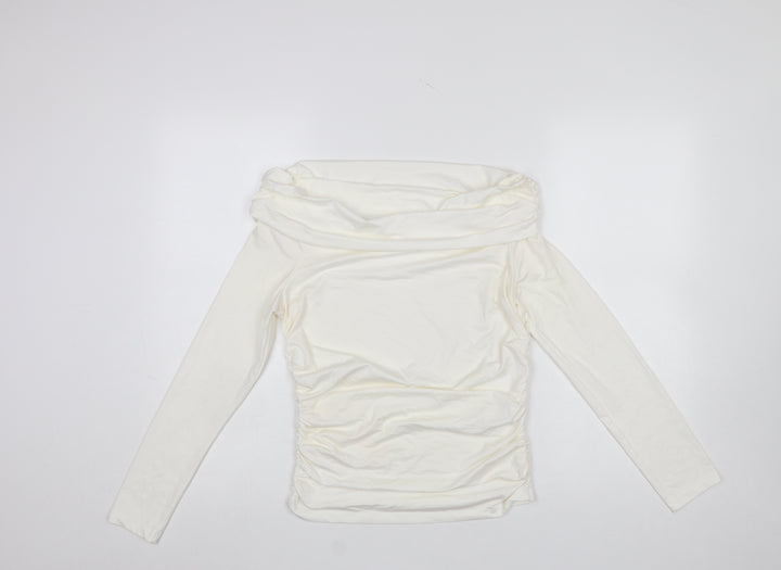 Savida Womens Ivory Off Shoulder Long Sleeve Tunic Top Size 12