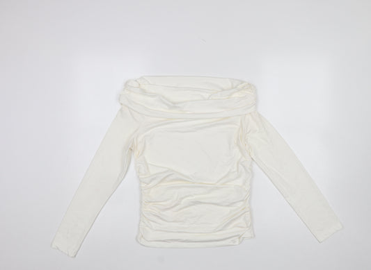 Savida Womens Ivory Off Shoulder Long Sleeve Tunic Top Size 12