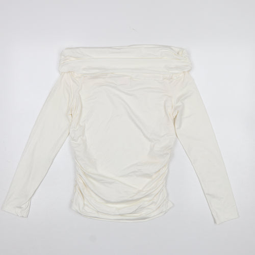 Savida Womens Ivory Off Shoulder Long Sleeve Tunic Top Size 12