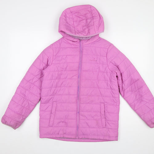 Peter Storm Girls Pink Hooded Puffer Jacket 11-12 Years Winter Full Zip